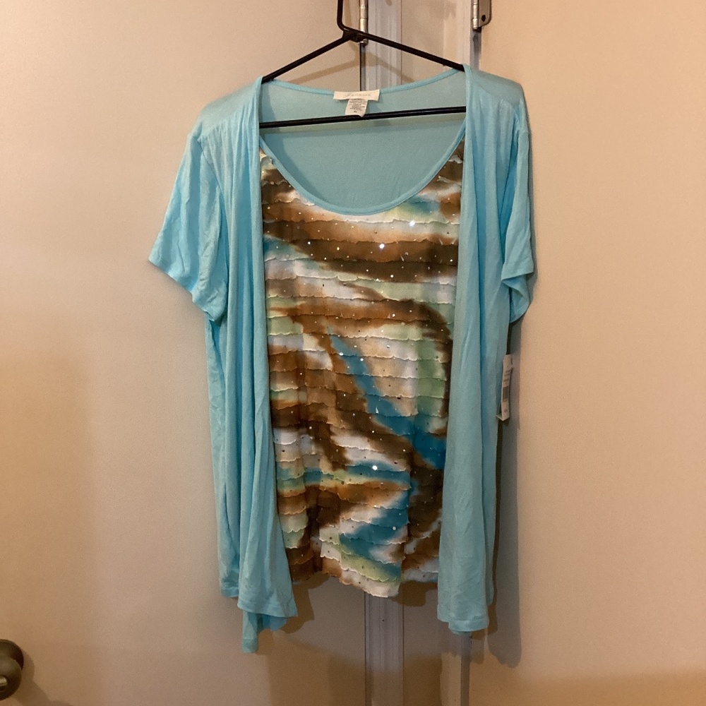New Lightweight Janeric Layered Tier Blouse Layer Size XL Eyelash Shell
